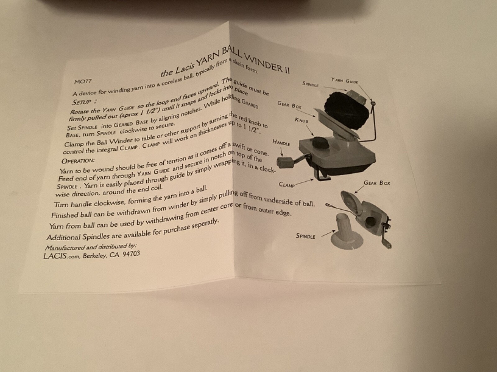 Lacis Yarn Ball Winder II Model MO77 eBay