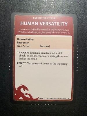 DUNGEONS and DRAGONS  HUMAN  ENCOUNTER POWER  Human Versatility  Card 2010