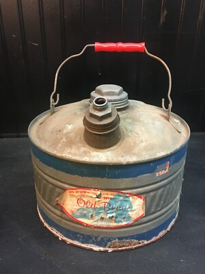 #ad #ad Vtg Galvanized 2.5 Gallon Old Ironsides Metal Blue Gas OLD BLUE $38.25