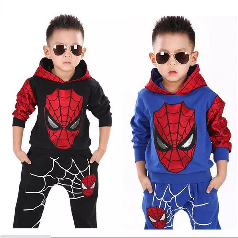 2PCS Toddler Baby Boys Spider man Outfits Tops Pants Kids Casual