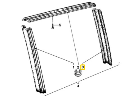 Rear right widow guide for BMW 5 series E-12
