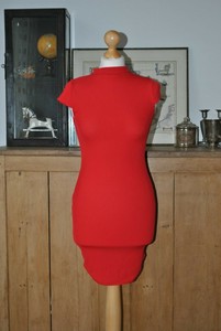 high neck ribbed bodycon dress