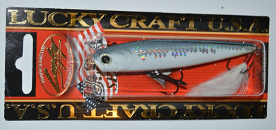 lucky craft gunfish 95 bass topwater lure 3.75'' 3/8oz white flash