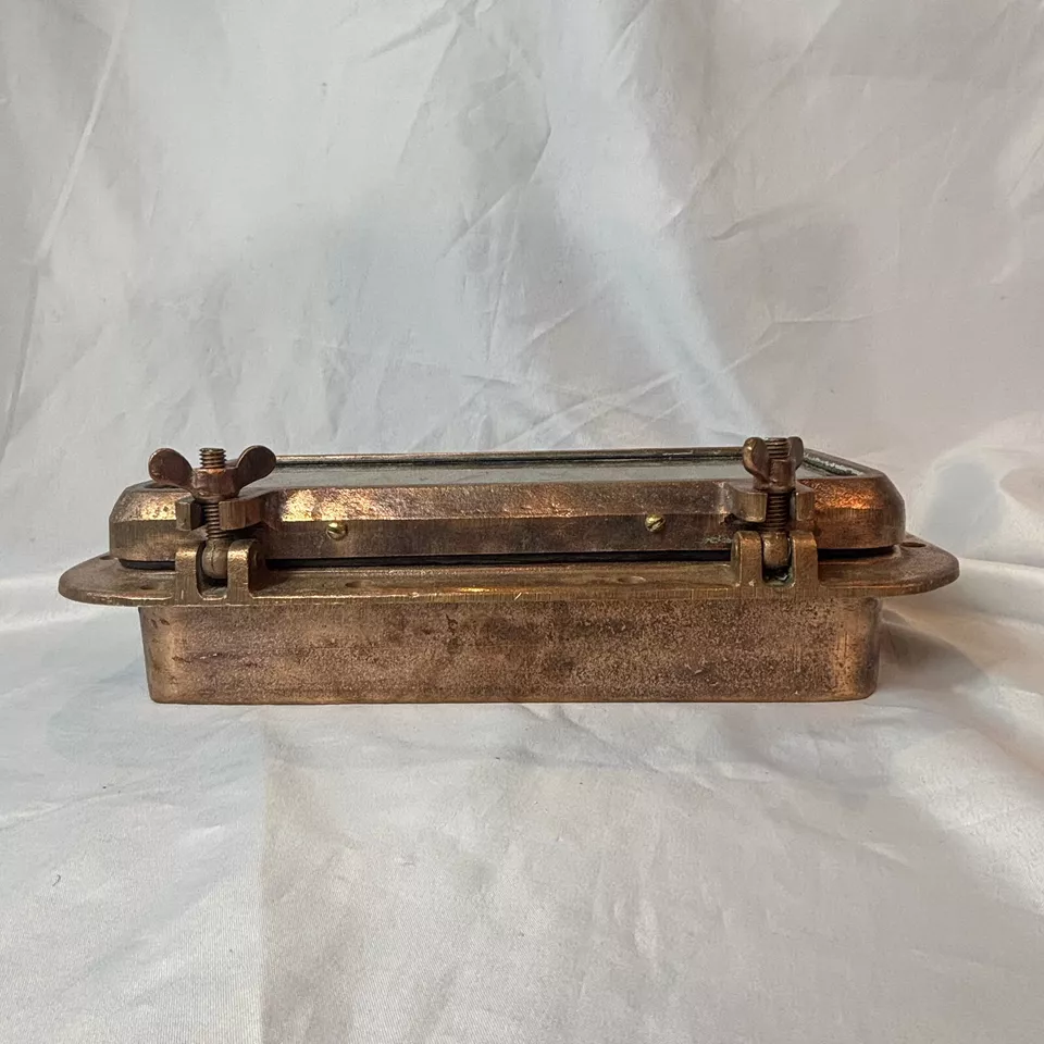 Porthole Vtg Wilcox Crittenden Brass Rounded Corner Rectangle Boat Window 14.5" - Image 4 of 4