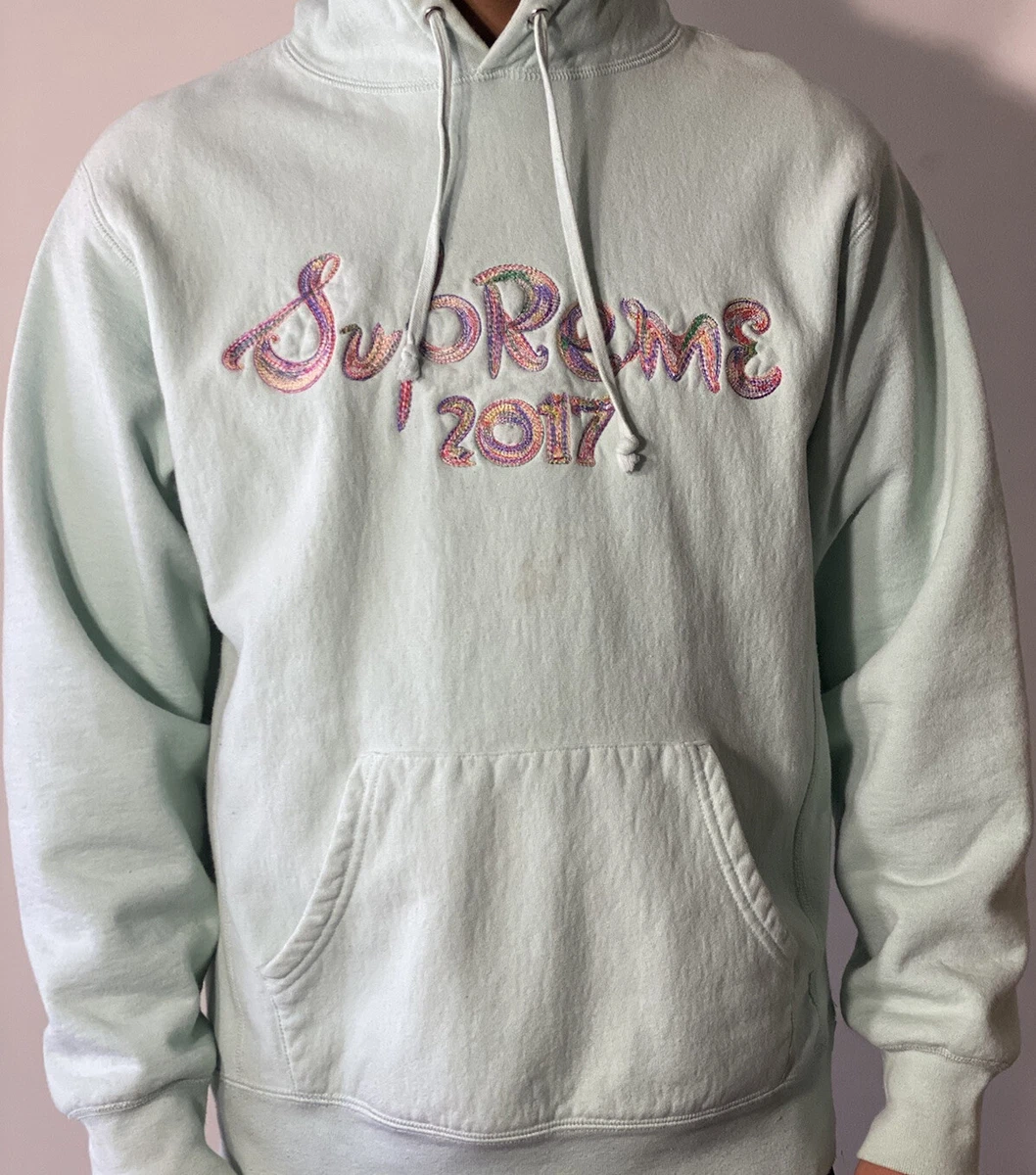 Supreme Embroidered Brush Logo Hooded Sweatshirt 2017 Box Logo Excellent  Large