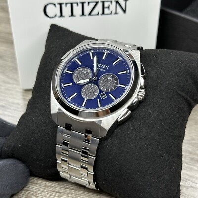 Citizen Eco-Drive Peyten Silver Blue Date Chrono Dial Men's Watch