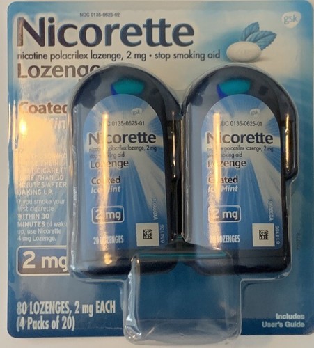 Nicorette Lozenges Ice Mint 80 Lozenges 2Mg 4 packs Of 20 11/2026