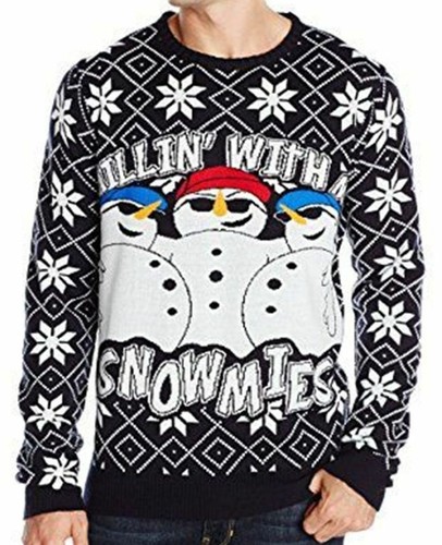 Unisex 3 Santas Christmas Jumper Xmas Novelty Knitwear Sweater Santa Snowman - Picture 4 of 6