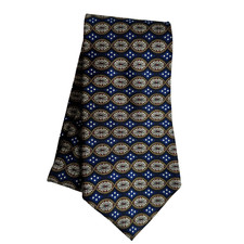 Christian Dior 100% Silk Tie Imported  Cravate Blue Red White Geometric 56" Long