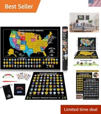 Deluxe Scratch Off Map & National Parks Poster Bundle Gift Set (24x17 & 12x16)