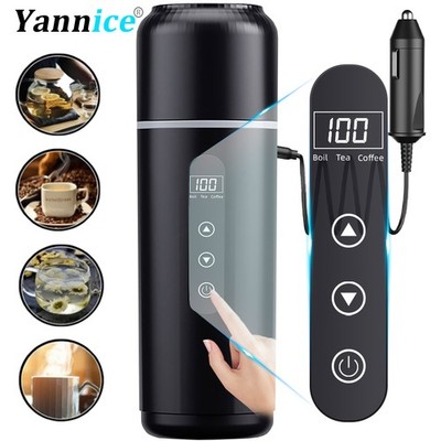 Electric Kettle 12V-24V Portable Car Heating Cup 500ml Touch Screen for Travel
