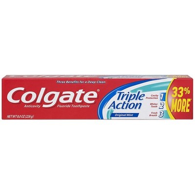 Colgate Triple Action Toothpaste, Mint - 8 ounce (Pack of 8 Ounce 6)