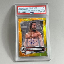 Seth Rollins Auto 2025 Topps Chrome WWE Gold Refractor /50 PSA 9 ON CARD Graded