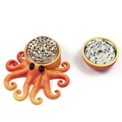 Cute Octopus Shape Herb Grinder, 4-Layer Durable Manual Metal Spice Crusher gift