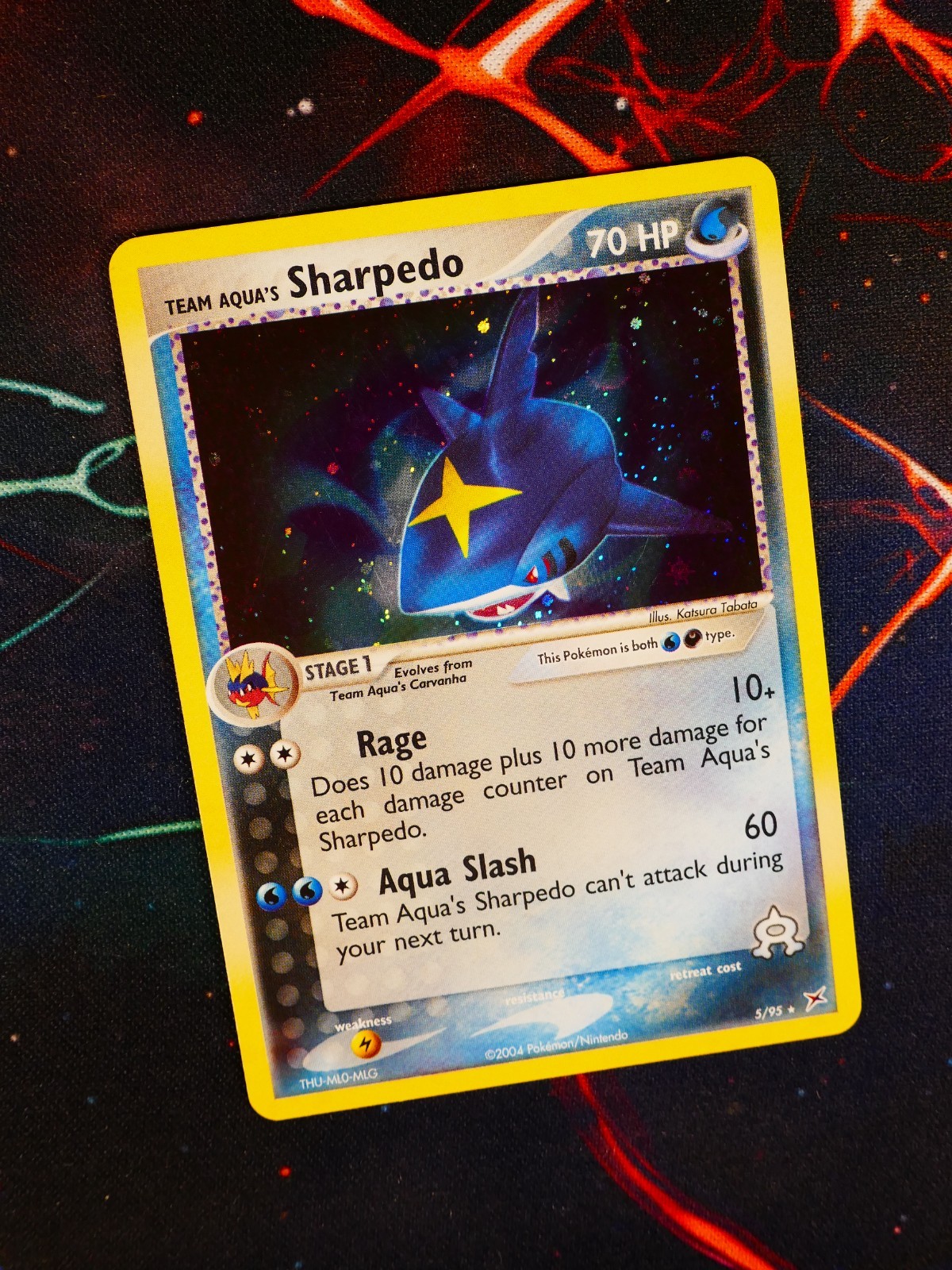 MP Pokemon TEAM AQUA'S SHARPEDO Card EX MAGMA VS AQUA Set #5/95 Holo Rare Foil
