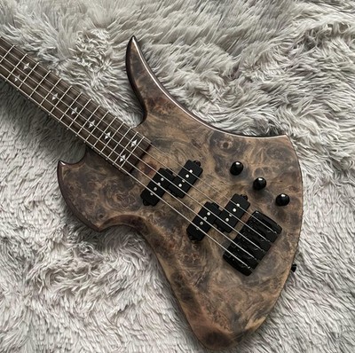 New  5-strings Electric Bass Guitar Gray Burl Maple Top Free Shipping