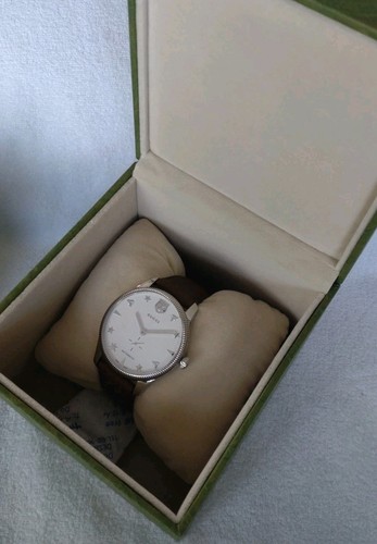GUCCI G-TIMELESS AUTOMATIC MENS WATCH. YA126361. BROWN LEATHER. BNWT. - Picture 5 of 17
