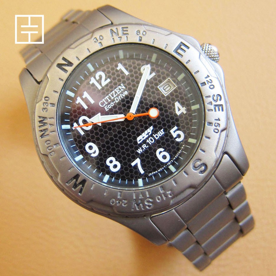 Citizen 7873 K16270 OXY Eco Drive Titanium Watch Timepiece Vintage