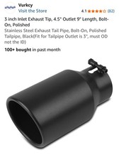 3 Inch Inlet Exhaust Tip 3 Inlet 4.5 Outlet 9 Length Bolt-on