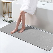 Grey Bath Mat 17" x 59" Extra Long Bathroom Mat Large Fast Dry Super Absorben...
