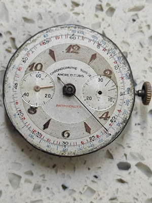 VINTAGE  LANDERON 51 CHRONOGRAPH SUISSE Part MOVEMENT NOT WORK Balance Good