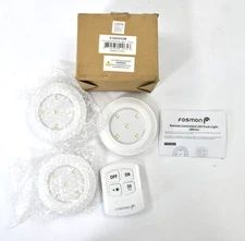 Fosmon Remote Controlled LED Puck Light White 3 Pack Stick On Under Cabinet