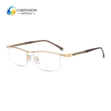 Designer Men's Half Rimless Metal Alloy & TR Optical Eyeglasses Frame RX Able