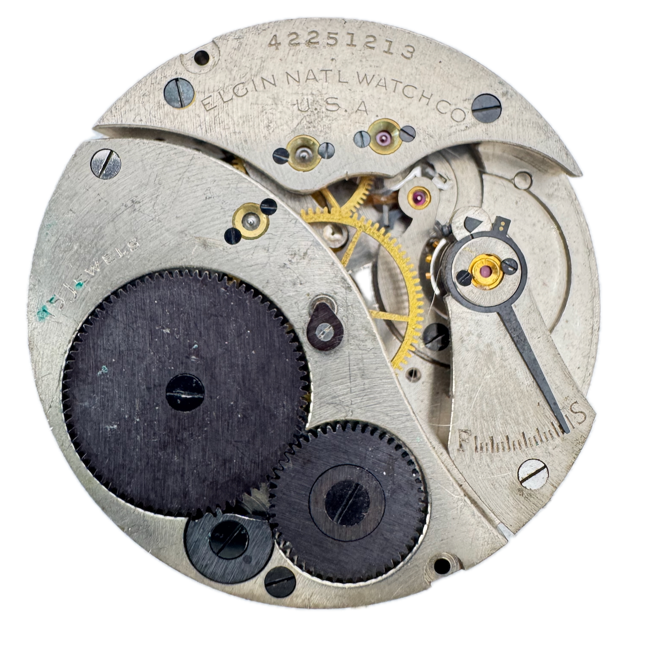 1944 Elgin Jitterbug 15J Antique Mechanical Pocket Watch Movement 16s 582