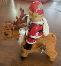 VTG. WIND UP SANTA RIDING REINDEER MADE IN JAPAN