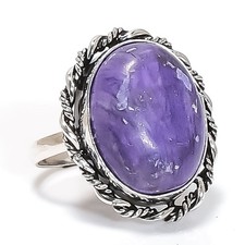 Ring Russian Charoite Gemstone Handmade 925 Sterling Silver Jewelry Size 9 U137