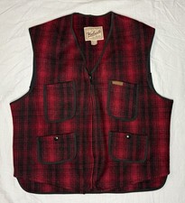 Woolrich Buffalo Plaid Vest Men Lg Wool Full Zip 4 Pocket Lumberjack Outdoor