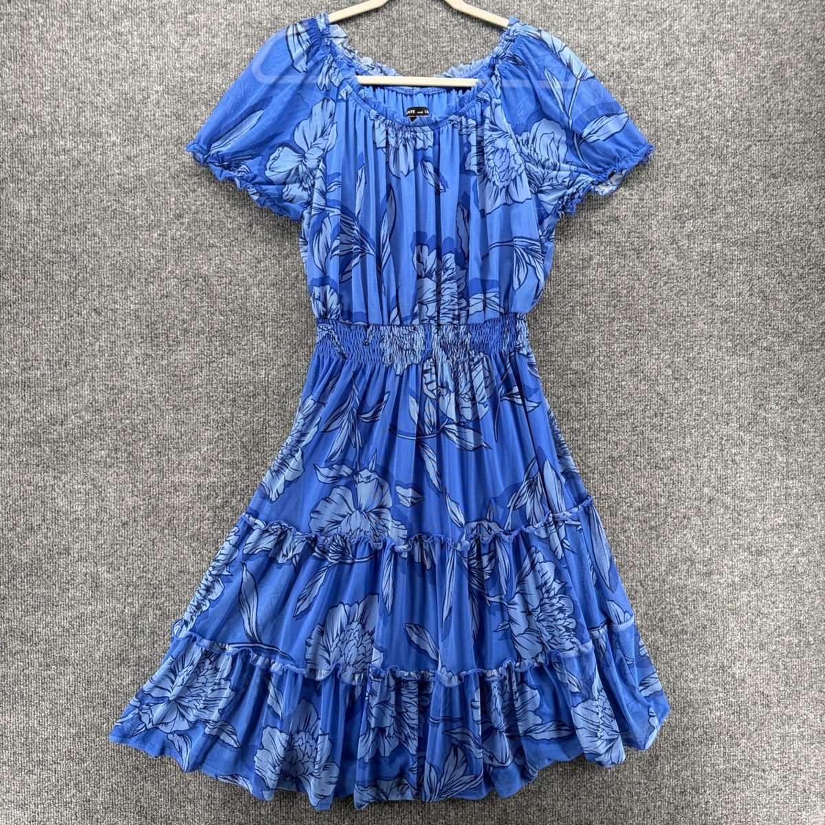 Kate and Lily Dress Womens 14P Blue Floral Tiered Boho Cottagecore Romantic Kate and Lily Dress Womens 14P Blue Floral Tiered Boho Cottagecore Romantic