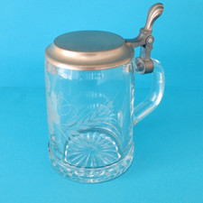 Bierkrug  Glas mit Zinndeckel 0,5l Motiv Hopfen und Gerste Humpen Bierseidel