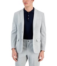 Alfani Mens Heathered Two Button Blazer Jacket, Grey, Large