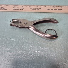 Vintage McGill GEM Single Hole Paper Punch Made In USA Metal Hand Punch