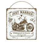Gift Biker Wedding - Sign With Name Date Wedding Present 15x15cm