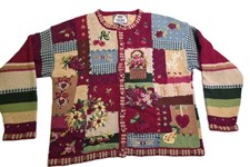 Vintage Tiara International Sweater Womens Large Nature Grandma Core Knit Floral