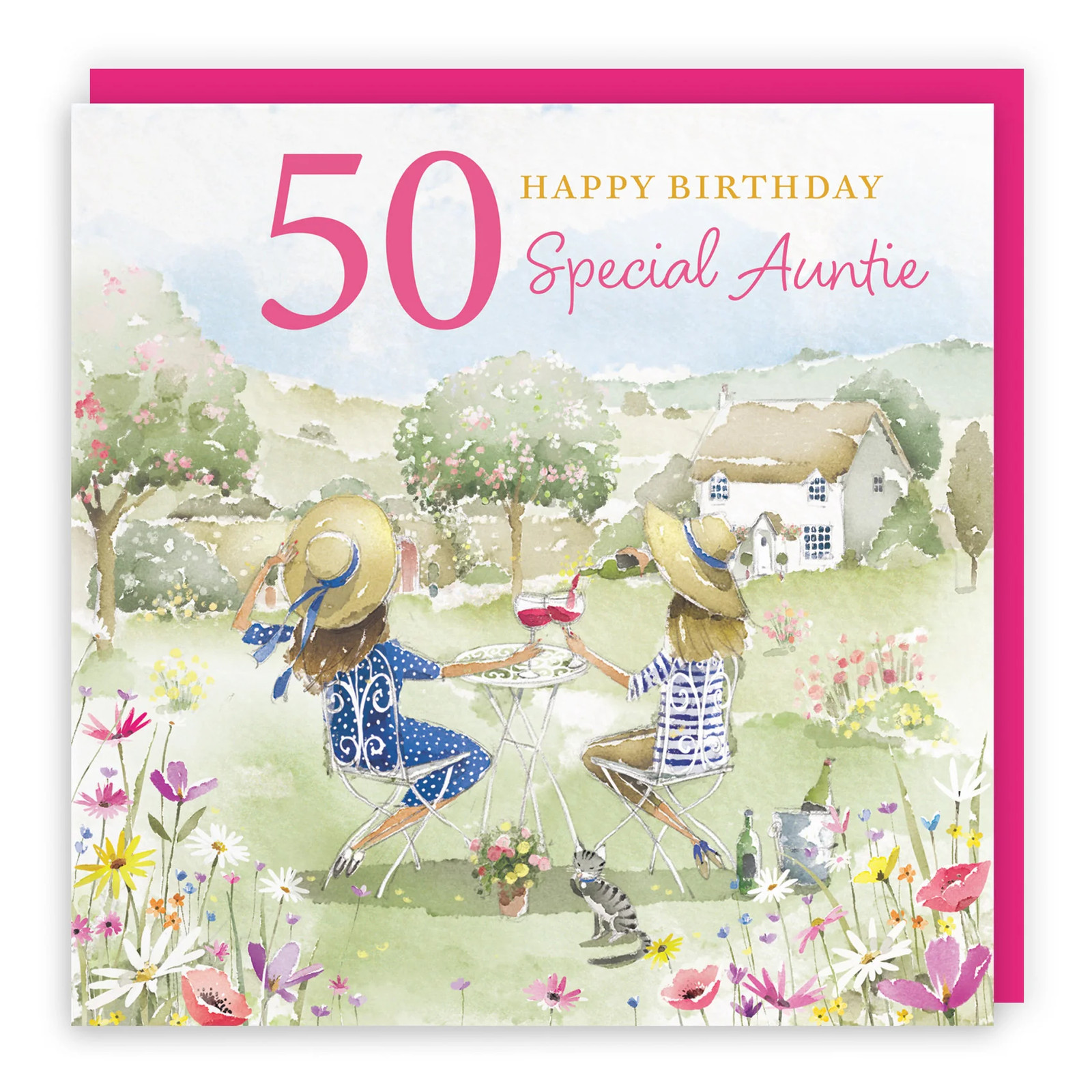 50th Auntie Birthday Card Countryside Garden Milo's Gallery