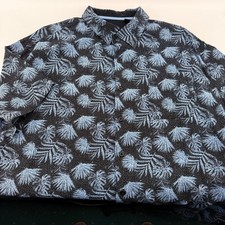 Nat Nast Luxury Originals Silk Cotton Palm Print Shirt Men XL Blue Blck Tropical
