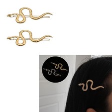 Gold Snake Hair Clips for Women Girls 1 Count Pack of 2 , gold