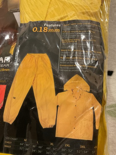 CLC Climate Gear 2XL Yellow PVC-Coated Polyester Rain Suit XXL 2-Piece - Picture 3 of 5