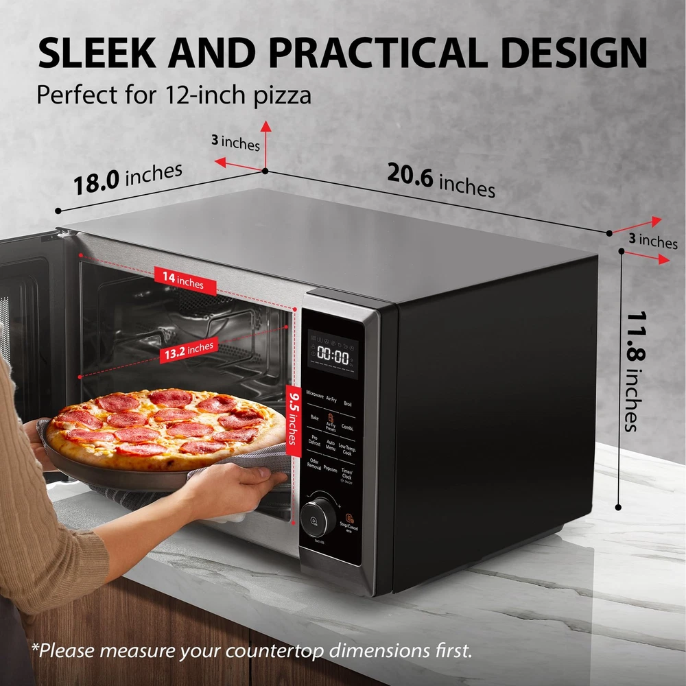 8-in-1 Air Fryer Microwave Combo with Convection & Broil