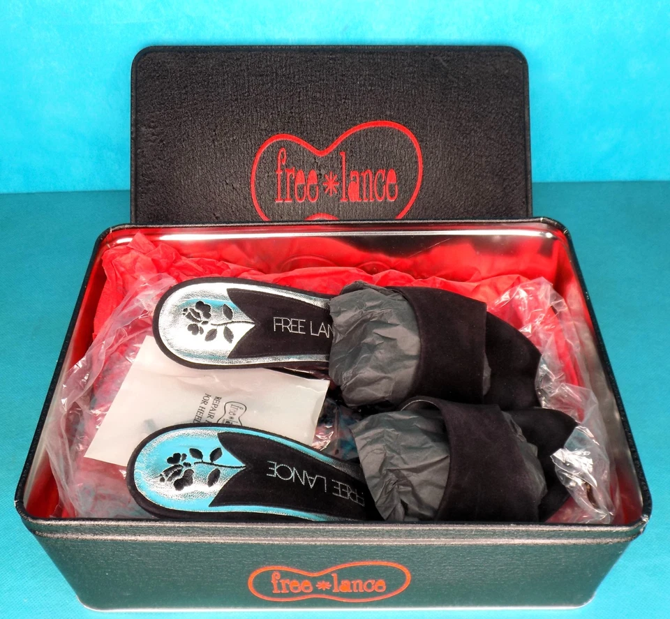 FREE LANCE Betty Mules Mit Absatz Aus Veloursleder Schwarz 39 EU Mit Box - Bild 4 von 4