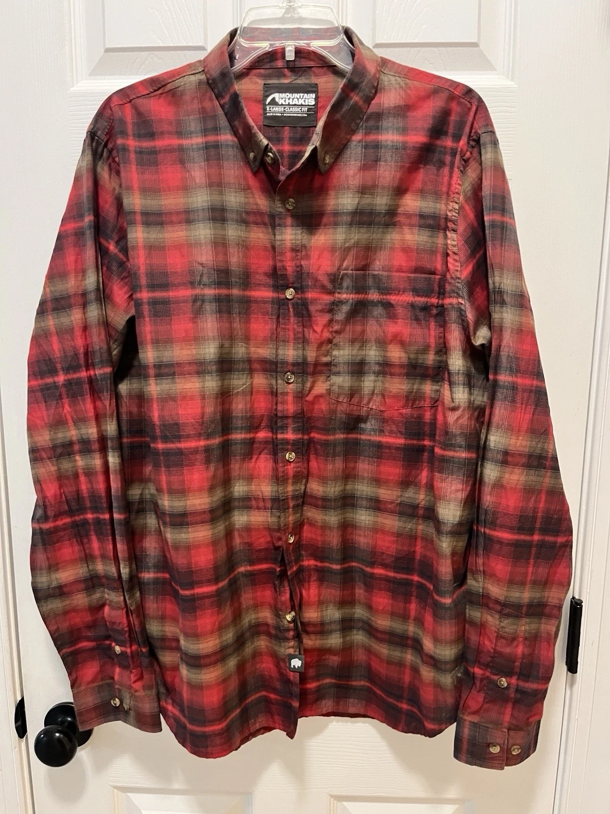 Mountain Khakis Red Brown Black Plaid Flannel Button-Down Classic Fit Shirt XL