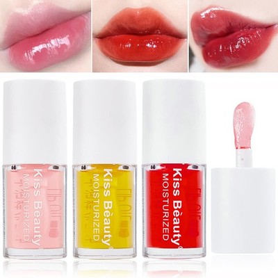 3 Pcs Fruity Plumping Lip Oil Moisturizing Hydrating Lip Care Hydrating Lip G...