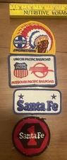 Lot 4 Vintage Santa Fe Union Pacific Railroad Embroidered Cloth Patches K Brand