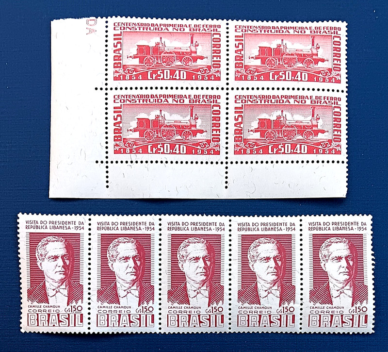 Brazil Scott #781 Corner Block of 4, Scott #782 Strip of 5 - Mint, NH #B739