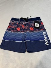 Boys Hurley Board Shorts New With Tags Blue/Red Floral Size 6