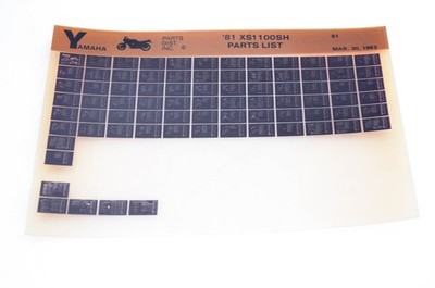 OEM Yamaha XS1100SH 1983/March 30 '81 Parts List Microfiche