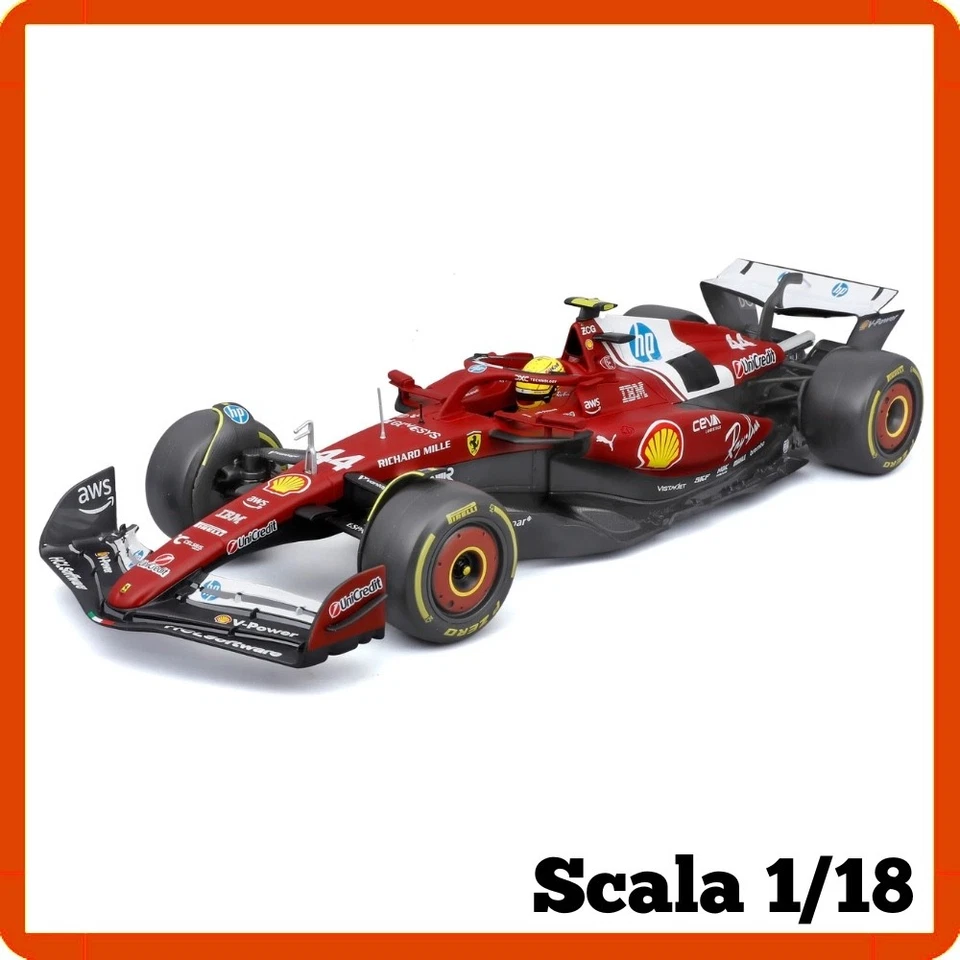 Modellino auto scala 1/18 diecast f1 Ferrari SF25 Hamilton 2025 BBurago Burago - Immagine 2 di 4